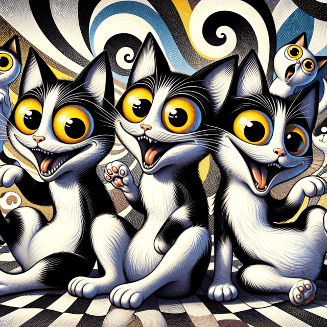 Funny Black and White Cats