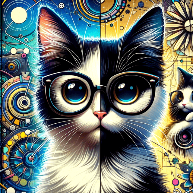 Nerdy Black and White Cats